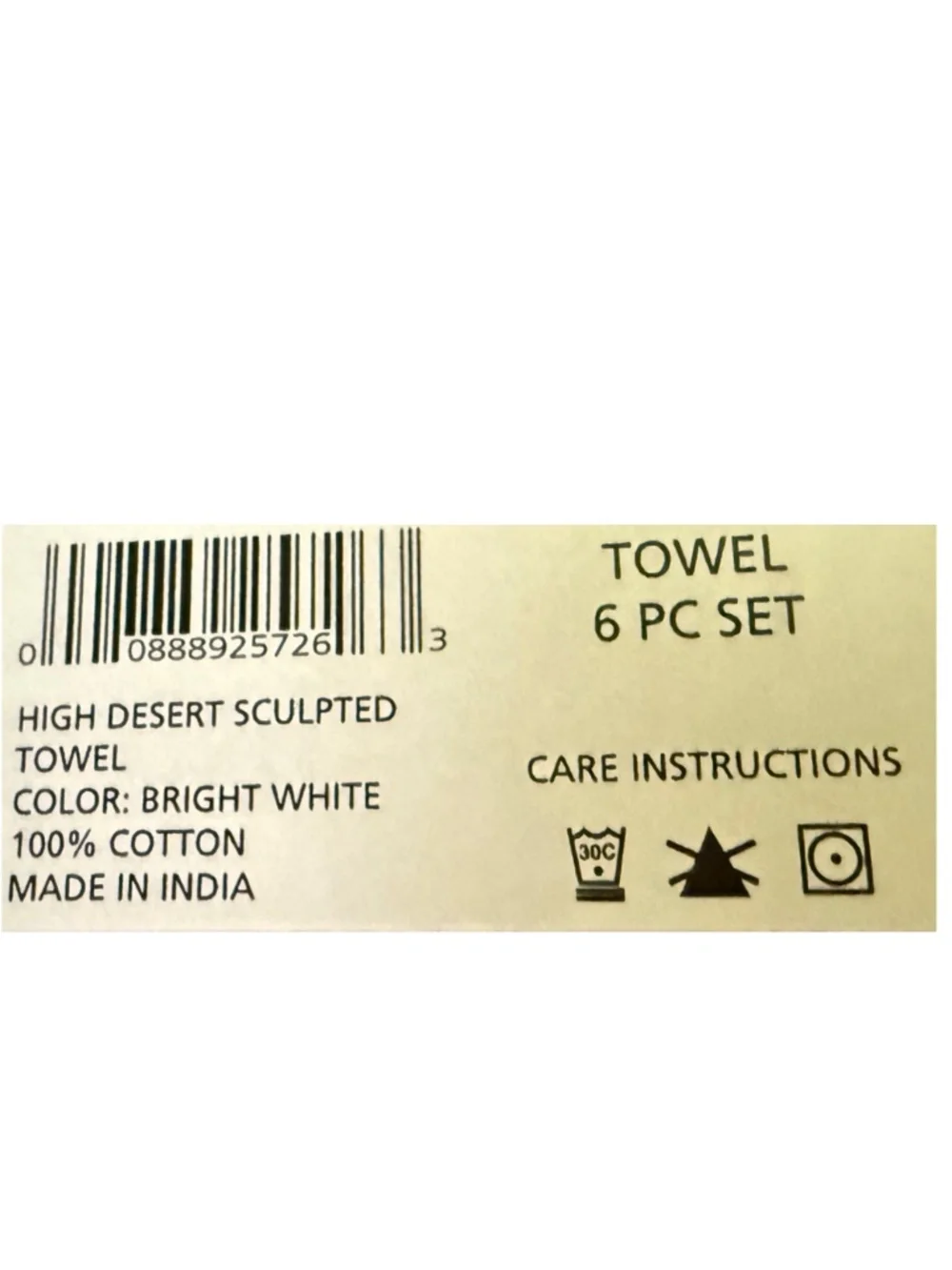 Pendleton 6 Piece Towel Set High Dessert Sculpted White